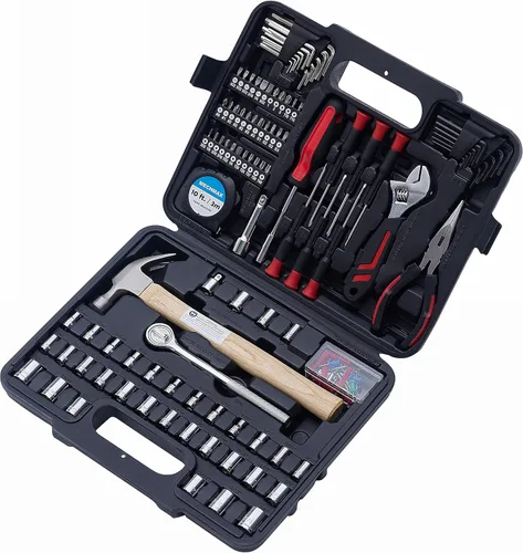 Vista 2 de MECHMAX Kit de herramientas de 149 piezas, juego de herramientas manuales para reparación del hogar y automóvil con martillo, llave de vaso