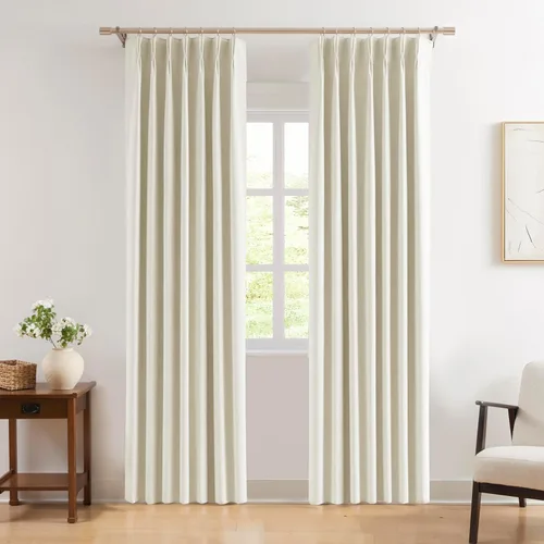 Vista 50 de WEST LAKE Cortinas Completamente Opacas Bailey con Pliegues Pinzados de 63 Pulgadas Azul Polvoriento con Forros, Cortinas Texturizadas Modernas