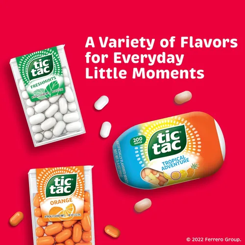 Vista 6 de Tic Tac Menta con sabor a fresa y crema, paquete de 12 unidades, refresco para llevar, 1 onza cada una
