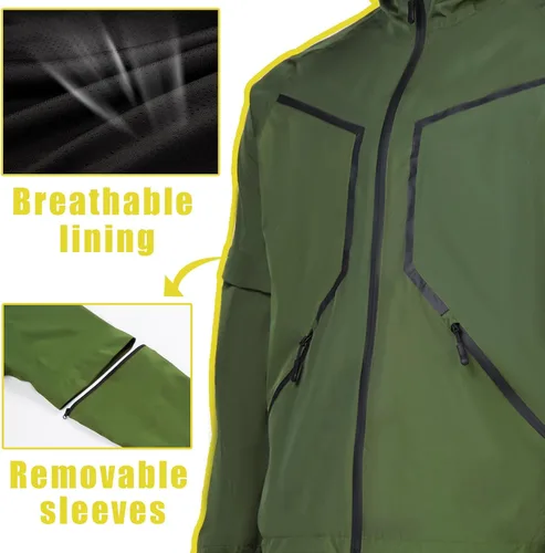 Vista 4 de K.E.J. Chaqueta de lluvia de golf, impermeable, trajes de lluvia de golf para hombres, equipo de lluvia de golf