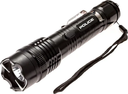 Vista 2 de Police Pistola paralizante de aluminio para defensa personal 1158 – Recargable de alto voltaje con linterna LED, compacta y resistente, seguridad