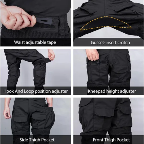 Vista 4 de IDOGEAR Conjunto de uniformes de combate G3 para hombre con rodilleras y coderas, ropa de camuflaje