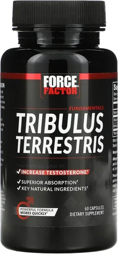 Vista 3 de Force Factor Tribulus Terrestris para hombres, refuerzo de testosterona y suplemento de vitalidad masculina, extracto de Tribulus e ingredientes