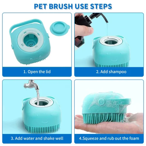 Vista 3 de Cepillo de baño para perros, cepillo de baño para mascotas, limpiador de jabón para perros y gatos de pelo corto y largo