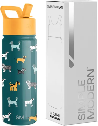 Vista 48 de Simple Modern Summit - Botella de agua con tapa con pajilla, vaso con aislamiento térmico de acero inoxidable de 14 onzas para niños pequeños
