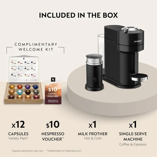 Vista 4 de Nespresso Vertuo Next - Cafetera prémium para café y espresso de Breville con espumador de leche Aeroccino