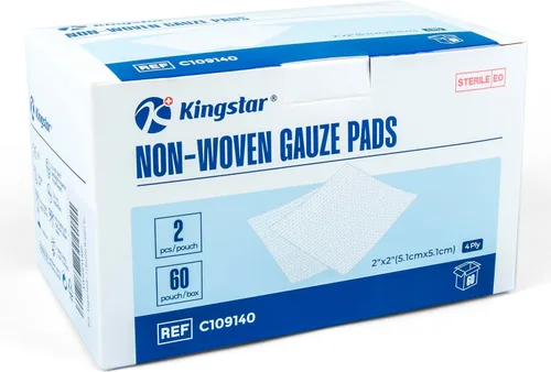 Almohadillas de gasa no tejidas estériles, vendaje de heridas de 2 x 2 pulgadas, 60 paquetes – 120 almohadillas de esponja suave superior, compresas