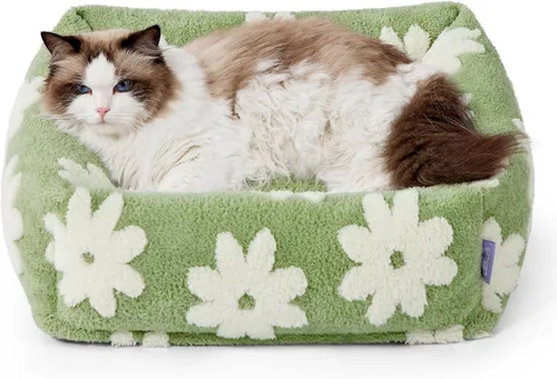 Vista 13 de LE SURE Bonita cama para perros y gatos pequeños, camas lavables para cachorros, acogedor sofá ortopédico rectangular para mascotas con felpa
