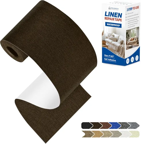 Vista 129 de KING MOUNTAIN Parches de reparación de lino fino, tela autoadhesiva, 8 x 11 pulgadas, 2 unidades, multicolor, para sofá (negro carbón)