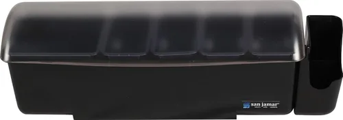 Vista 4 de Carlisle FoodService Products San Jamar Dome - Centro de decoración de plástico, 8 pintas, 5 bandejas, negro y Winco BC-6 Bar Caddy con 6
