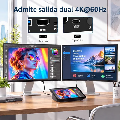Vista 5 de HiGOLE Mini computadora Win 11 Pro de 10.1 pulgadas, computadora de escritorio con pantalla táctil con batería de 5000 mAh, PC todo en uno N5095 8GB
