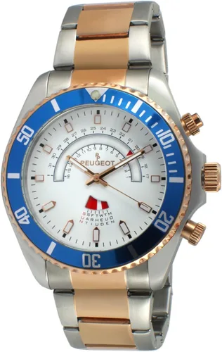 Peugeot Reloj calendario circular de oro rosa y acero inoxidable para hombre, Dorado, azul
