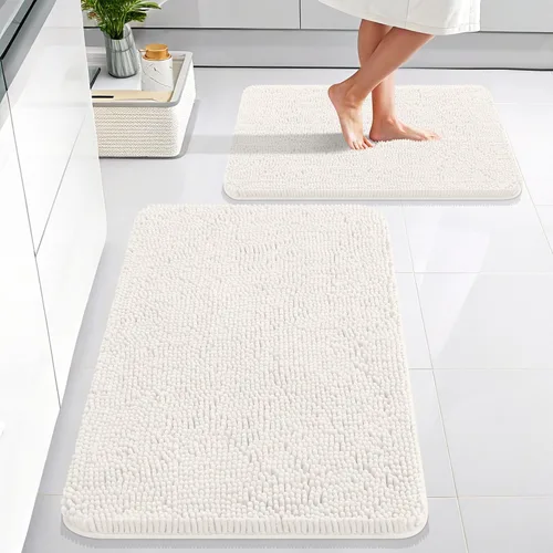 Vista 118 de OLANLY Juego de 2 alfombras de baño de felpilla suave y absorbente, antideslizantes, de secado rápido, lavables a máquina, accesorios de decoración