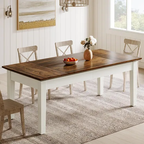 Tribesigns Mesa de comedor para 4-6 personas, mesa de cocina rectangular de 62 pulgadas con patas de madera maciza, moderna mesa de comedor de
