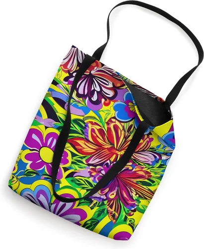 Vista 2 de Retro Flower Hippie Daisy 60s 70s Aesthetic Flowery Tote Bag