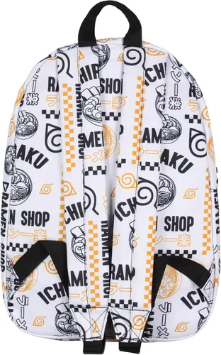 Vista 4 de Bioworld Naruto Mochila Ichiraku Ramen Shop Laptop School Mochila de viaje Estándar Blanco