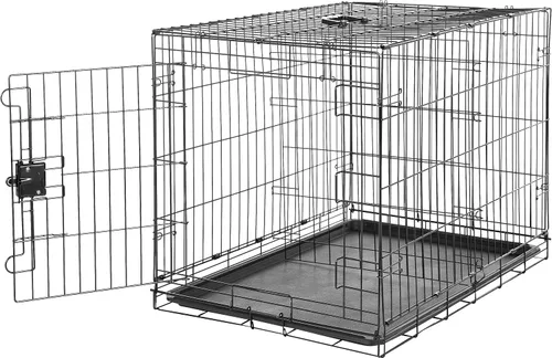 Vista 14 de Yaxa Basics - Jaula para perros duradera y plegable de alambre metálico con bandeja, puerta doble, 36 x 23 x 25 pulgadas, negro