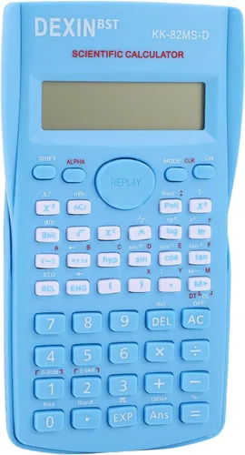 Vista 5 de Calculadora científica, calculadora científica multifunción de 12 dígitos con pantalla grande, cubierta dura deslizante, para la escuela (azul)
