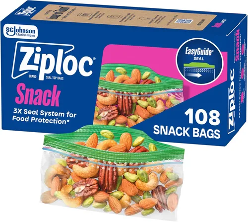 Vista 8 de Bolsas de aperitivos Ziploc con textura EasyGuide, pequeñas bolsas de almacenamiento de plástico con tecnología Grip 'N Seal, 50 bolsas en total
