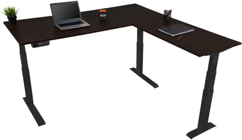 Vista 10 de Stand Up Desk Store Escritorio eléctrico en forma de L de madera recuperada con marco EZ para montar
