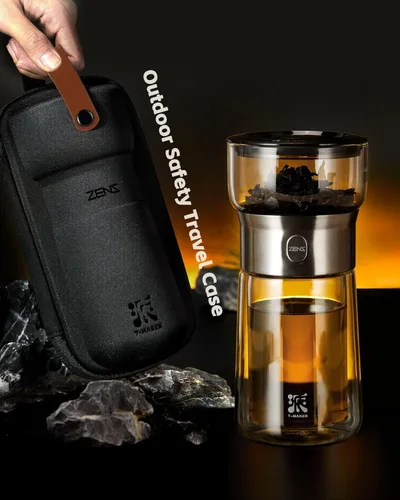 Vista 8 de ZENS Tetera infusora de té de vidrio moderna, tetera inteligente de un solo toque para difusores de té sueltos con taza aislada y kits de té