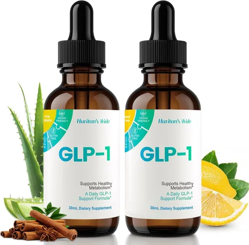 Huritan's Vride GLP-1 Gotas para Mujeres y Hombres - Suplemento GLP-1 Prémium con Berberina, Canela y Bromelaína para el Bienestar Diario - Pack de 2