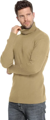 Vista 5 de Amussiar Suéter de cuello alto para hombre, ajustado, tejido de algodón, casual, ligero, de manga larga