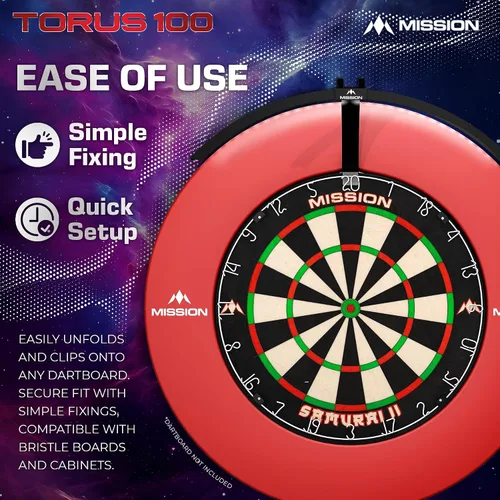 Vista 9 de Mission Darts TOR100 Torus 100 Tablero de Dardos LED Plegable Portátil Sistema de Iluminación de Viaje