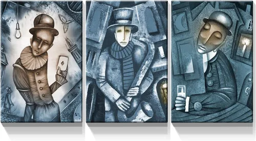 Vista 94 de Denozer - Lienzo decorativo para pared de 3 piezas - Paisaje con arte de pared inspirador para sala de estar, decoración moderna del hogar, estirado