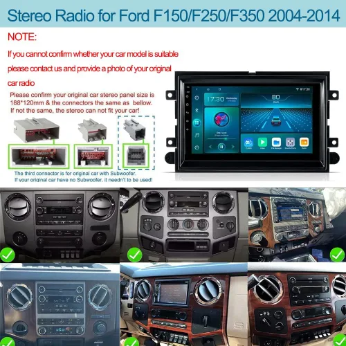 Vista 2 de 4G+64G 7 ''Android 13 Car Stereo para Ford F150 2004 2005 2006 2007 2008 2009 2010 2011 2012 2013 2014 pantalla táctil W/inalámbrico Carplay Android