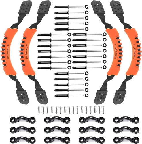 Vista 8 de HLOGREE Paquete de 2/4 asas para kayak, mango de transporte de kayak con remaches, asas de repuesto para kayak, asas de kayak