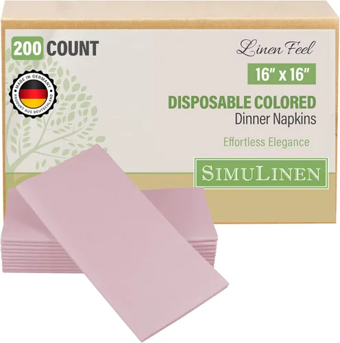 Vista 8 de SimuLinen Servilletas de Cena Desechables Amethyst - Servilletas de Papel Moradas con Sensación de Lino Similar a Tela para Bodas, de Lujo 16"x16