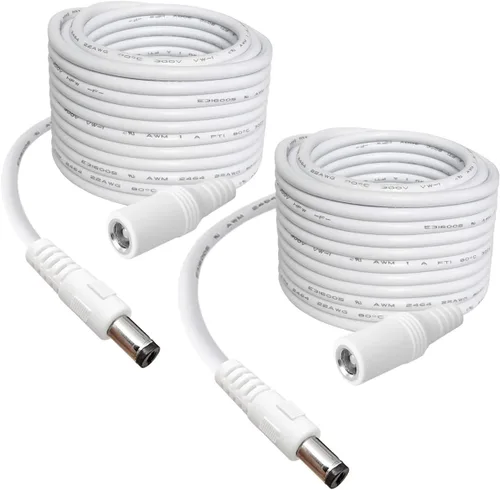 Vista 6 de SIOCEN Paquete de 2 cables de extensión CC de 3 pies de 0.217 in x 0.083 in macho a hembra, cable de alimentación para CCTV, vigilancia