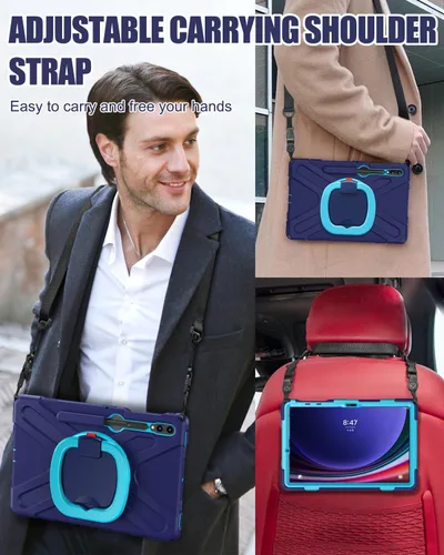 Vista 5 de BRAECN Funda para Samsung Galaxy Tab S10+/ S9 FE+/ S9+/ S8+/ S7 FE/S7+ Plus de 12,4" funda de silicona resistente con soporte para bolígrafo S, Azul