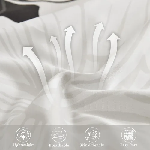 Vista 4 de DJY - Juego de funda de edredón de 3 piezas, tamaño queen, negro y blanco con patrón floral, elegante funda de edredón boho floral con 2 fundas