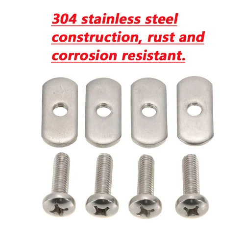 Vista 5 de Paquete de 4 tornillos de acero inoxidable para riel de kayak/riel de riel y tuercas de riel, kit de reemplazo de montaje de engranajes para kayaks