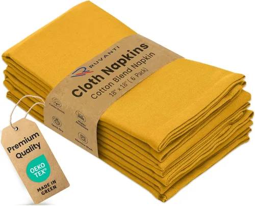 Vista 46 de Ruvanti - Juego de 4 servilletas de tela de 45x45 centímetros, lavables, suaves, duraderas, absorbentes, mezcla de algodón. Servilletas de mesa