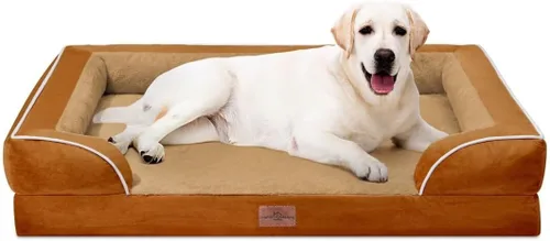 Vista 243 de Comfort Expression Cama ortopédica para perros extra grandes de 45 x 35 pulgadas, cama para mascotas XL de espuma tipo caja de huevos impermeable