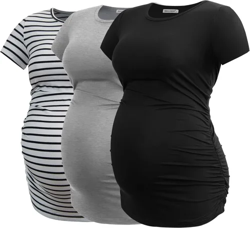 Smallshow - Camiseta de maternidad para mujer, diseño de lados fruncidos, tipo túnica, prendas para el embarazo