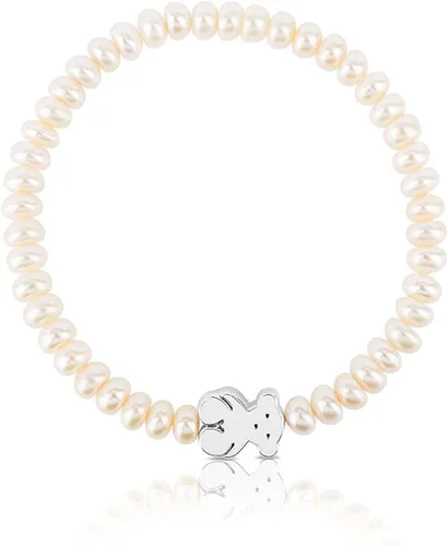 Vista 4 de TOUS Elastic Bracelet for Women with Cultured Freshwater Pearls.