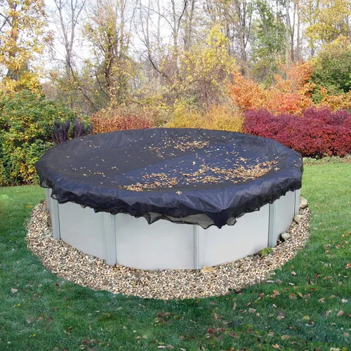 Vista 2 de Blue Wave - Cubierta redonda con red para hojas para piscina elevada, 12 pies
