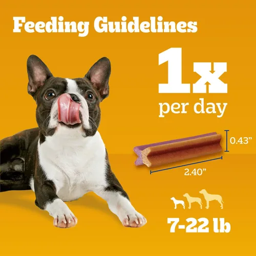 Vista 8 de Pedigree Dentastix Golosinas dentales para perros pequeños de doble sabor, tocino y pollo, bolsa de 5.08 onzas (24 golosinas)