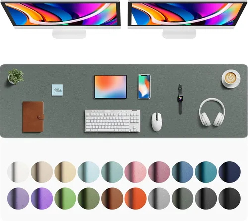 Vista 288 de Aothia Protector de Escritorio de Cuero, Alfombrilla para Ratón, Alfombrilla de Escritorio de Oficina, Secante de Escritorio de Cuero PU