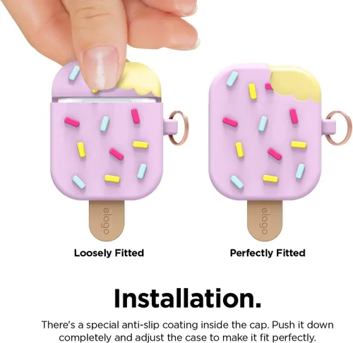 Vista 7 de Elago - Funda con llavero para audífonos AirPods 1 y 2 de Apple en forma de helado.