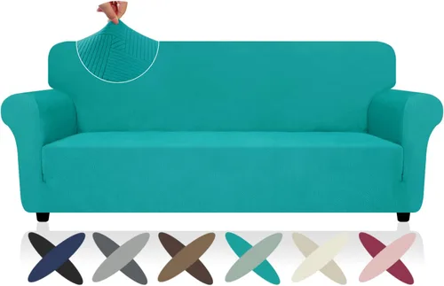 Vista 15 de ZNSAYOTX Funda súper elástica para silla (30"-47"), nuevas fundas de silla a rayas para sala de estar, aptas para perros y mascotas, protector