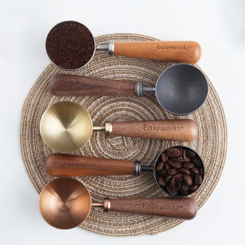 Vista 6 de Easyworkz Eclipse - Prensa francesa de 12 onzas, con cuchara de café medidora de acero inoxidable retro de 0.35 onzas, oro cepillado