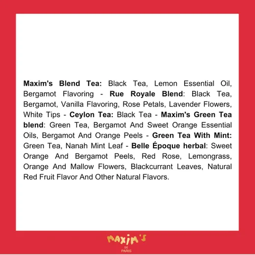 Vista 2 de Maxim's de Paris - Colección de 30 bolsas de té surtidas, caja de regalo de 2.01 oz