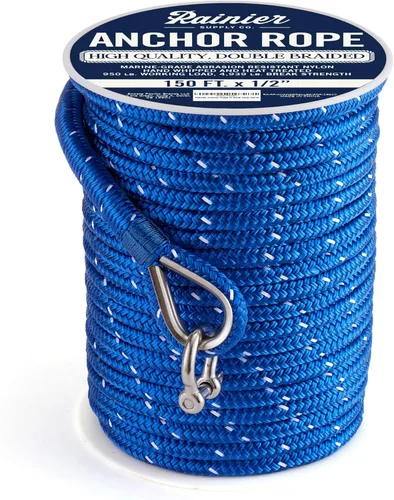 Vista 13 de RainierSupplyCo Cuerda de anclaje para barco - Línea de anclaje de cuerda marina trenzada doble - 100/150 / 200/300 pies de línea de navegación