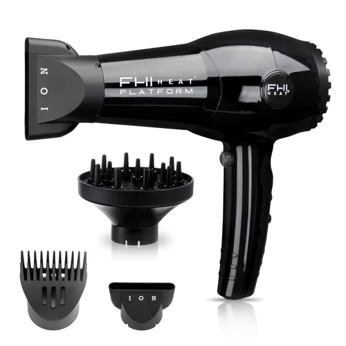 FHI HEAT Platform Nano Lite Pro 1900 Turbo Turmalina Secador de pelo de cerámica de secado rápido con juego de accesorios de 3 piezas (peine,
