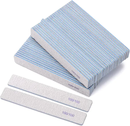 Vista 8 de 10 unidades de limas de uñas de grano 80/80 rectangulares para uñas acrílicas, limas de pulido reutilizables de doble cara, tableros de lima de uñas
